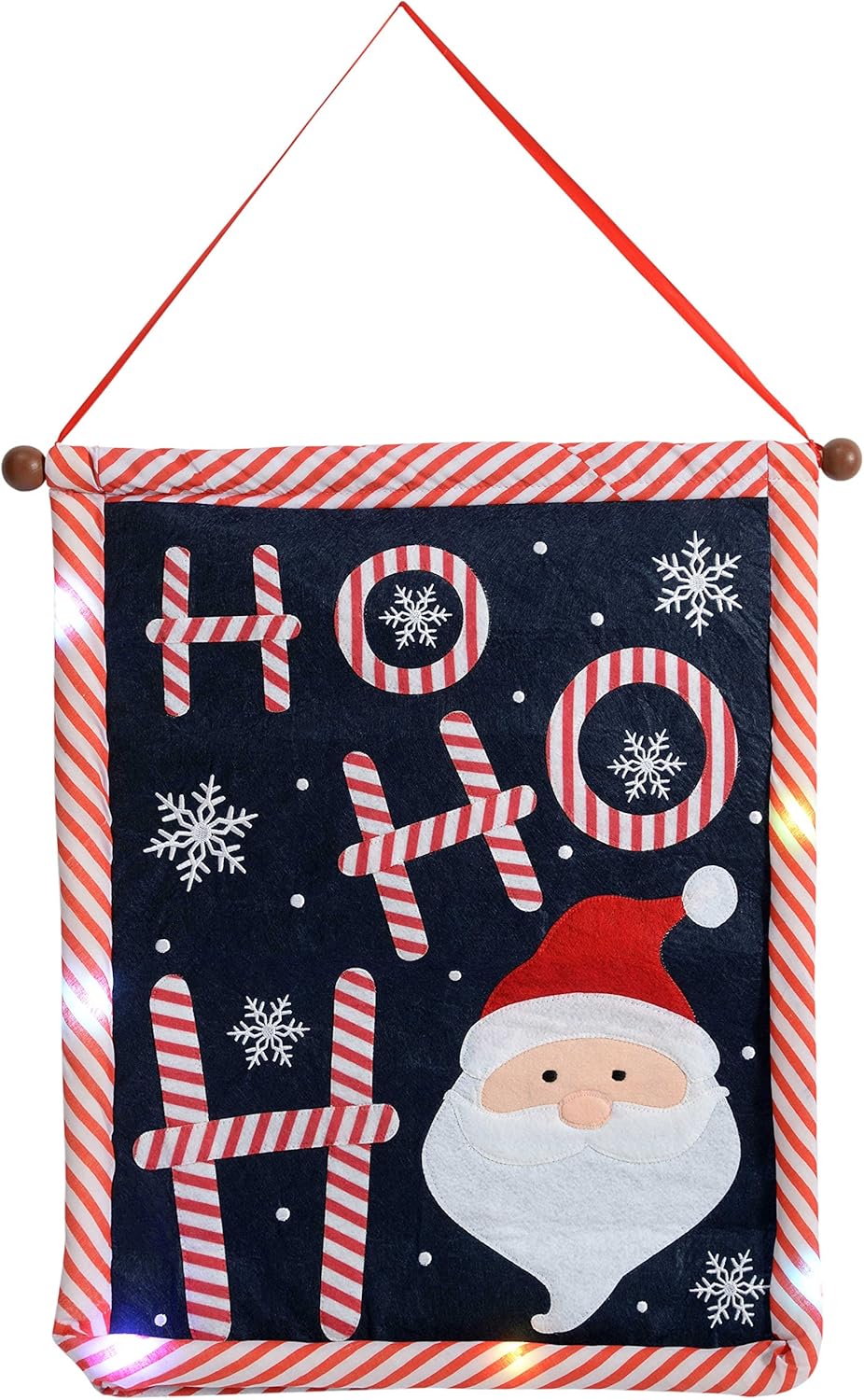Ho Santa Hanging Christmas Decoration Flag with Colour Changing LED Lights-50cm, 50 x 45 cm, Multicolour