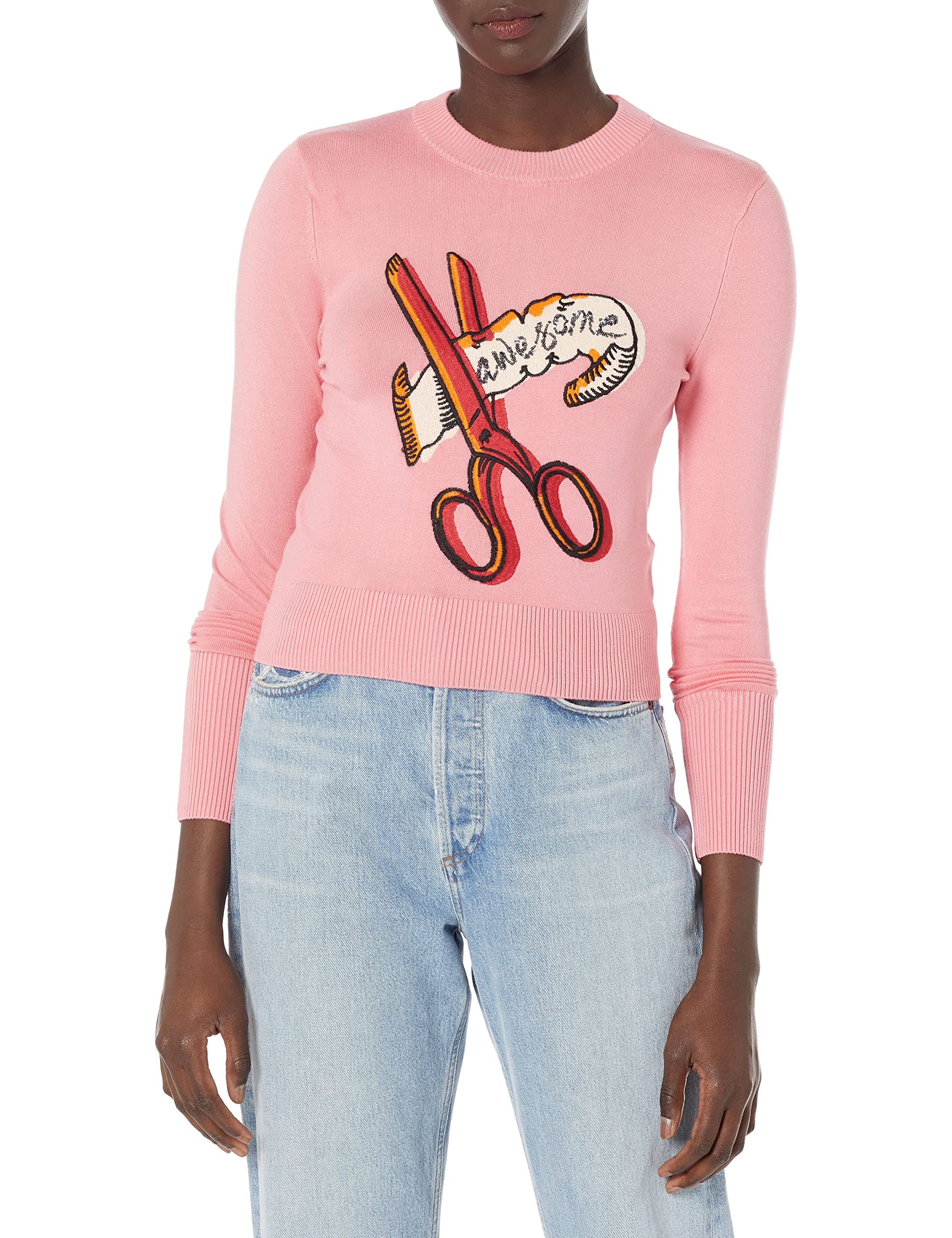 Desigual Women's Candypink JERS_ALBA 3067 Candy Pink Pullover Sweater, Red, XL
