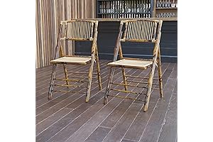 EMMA + OLIVER 2-Pack Bamboo Folding Chair-Chic and Practical Accent for Any Setting