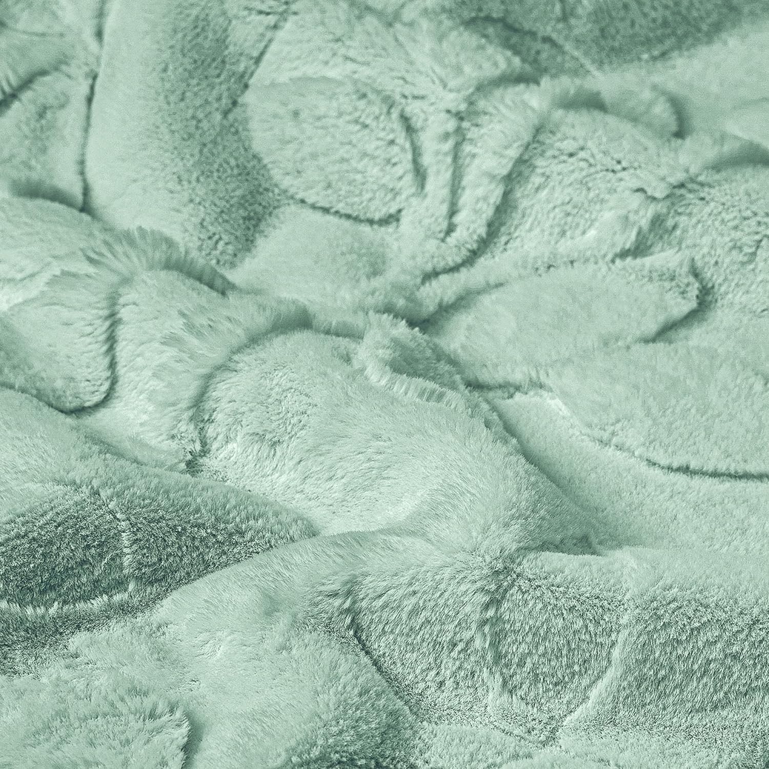 Northwest HGTV Luxuriously Soft Faux Fur Throw Blanket, Triple Jacquard Carved Design with Micro Mink Reverse, Plush Layer for Bed, Couch, Sofa, Living Room, Travel, or Gift, 50 x 70 inches, Green - Image 5