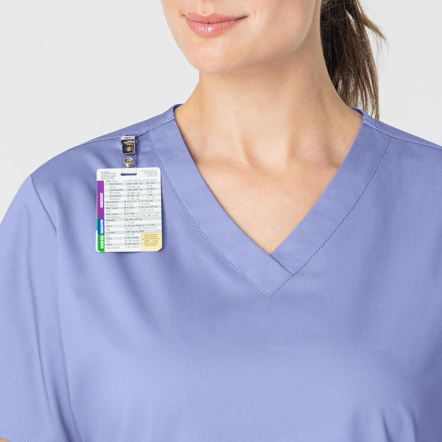 Wink WonderWORK Women's V-Neck Scrub Top, Ceil Blue, XS