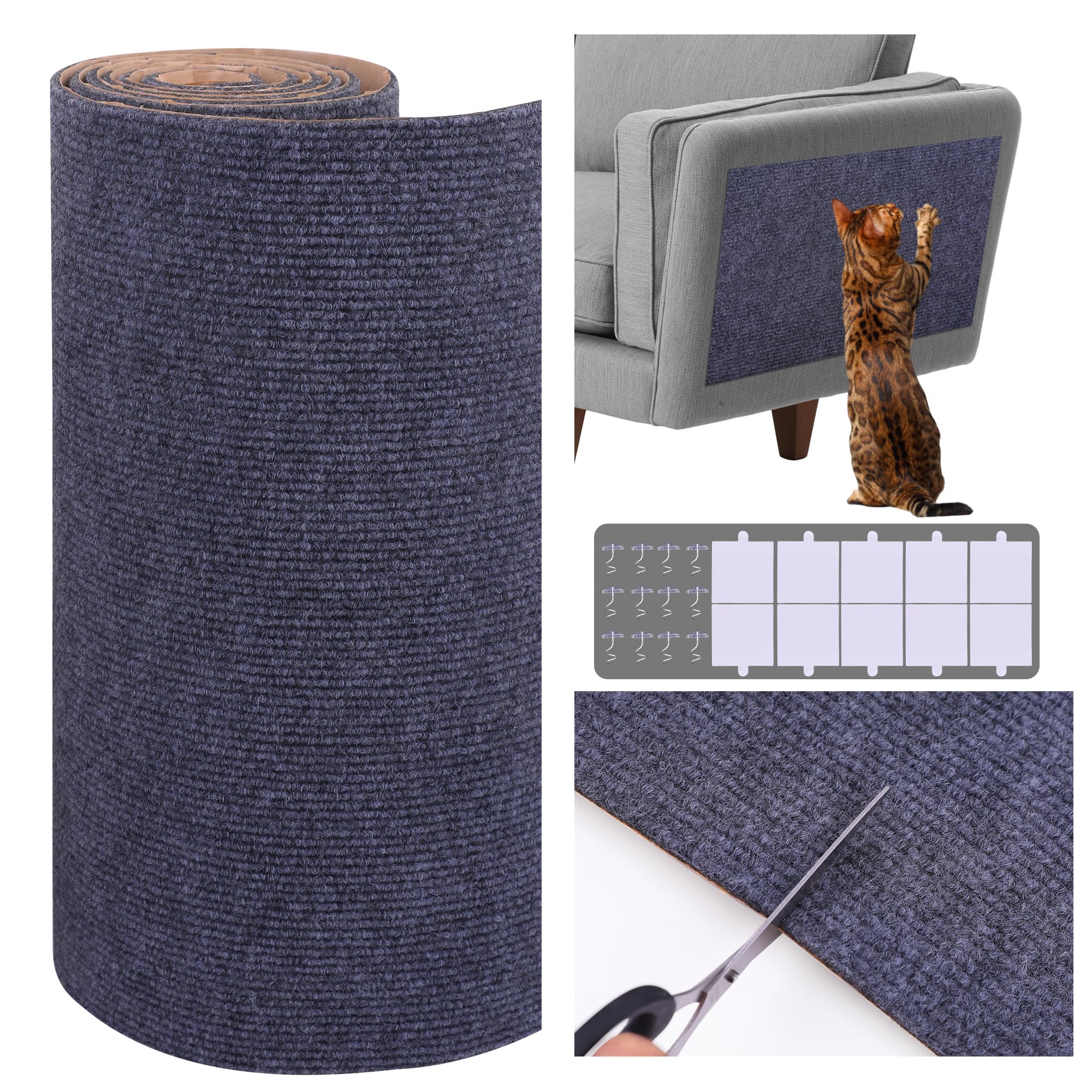 15.7'' x 23.6'' Cat Scratch Furniture Protector Cat Wall Scratcher Mat AdhesiveTrimmable Cloth Couch Anti-Scratch Cover DIY Climb Couch Protector from