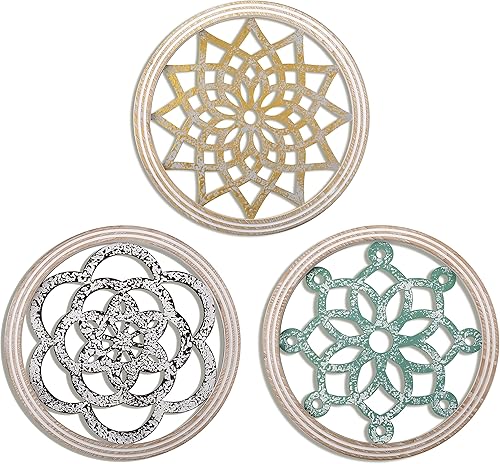 BIGKJYBC Decoración de pared redonda de madera rústica, 3 piezas, para decoración de pared de granja, para exteriores, sala de estar, dormitorio,