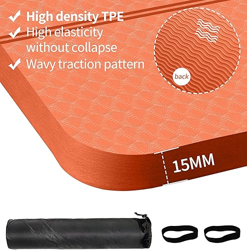 Miniatura 2 de nuveti Large Exercise Mat - 15mm20mm30mm Thick Yoga Mat  Workout Mat for Fitness, Yoga, Pilates, Stretching & Floor Exercises for Women & Men with