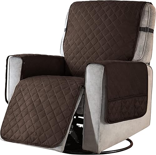 subrtex Funda para silla reclinable grande, ancho del asiento a 28 pulgadas, reversible, lavable, protector con correas elásticas ajustables para