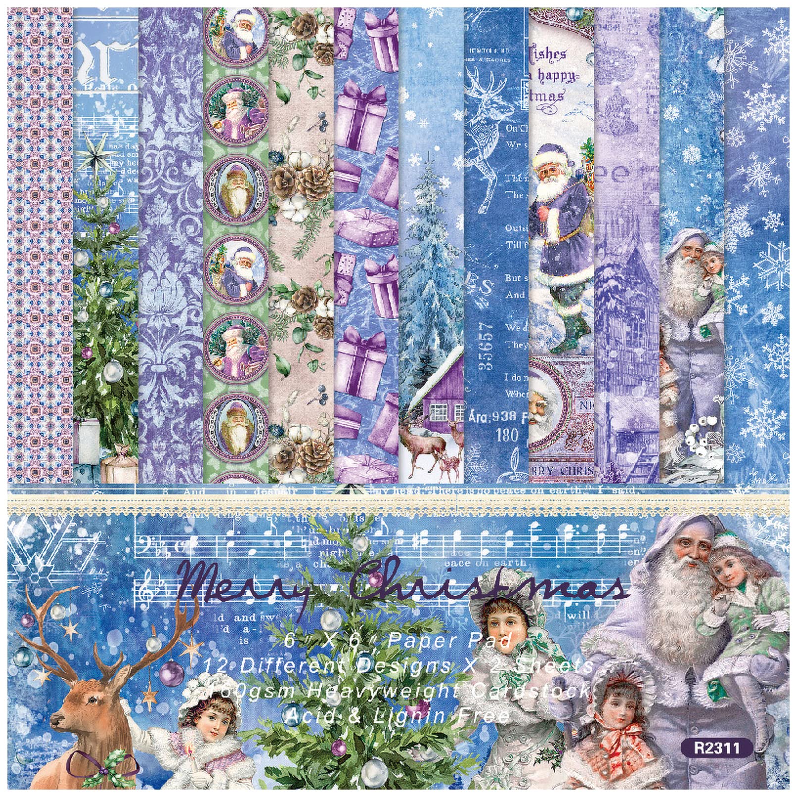 Wkładka do schowka, papier wzorowy 6"×6" Podkładka papierowa do kartek świątecznych, 48 arkuszy kartek z nadrukami świątecznymi w kształcie płatków śniegu, papier jednostronny, papier dekoracyjny do r