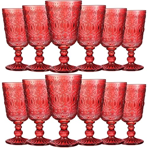 Eaasty Wine Glasses Set of 12 Vintage Goblet 9 oz
