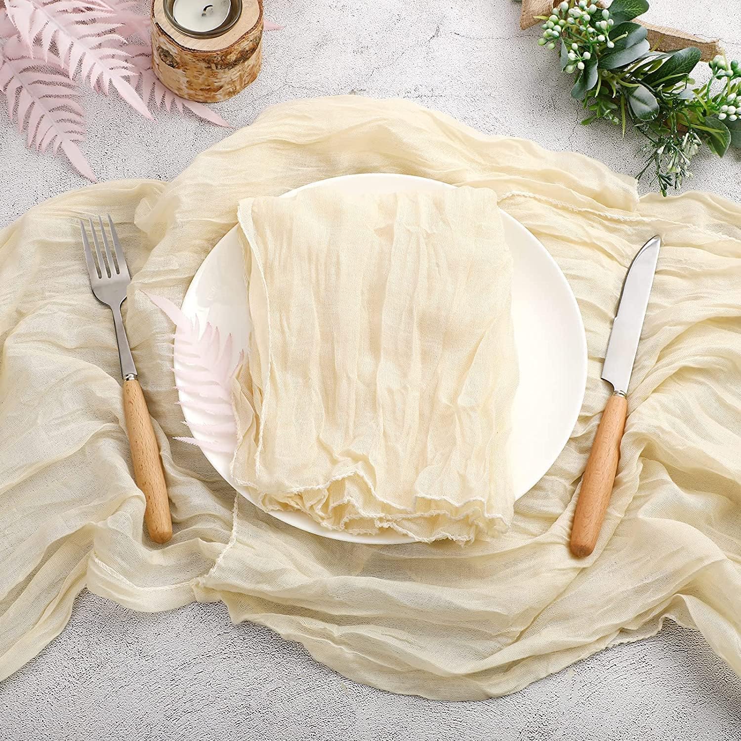 Dloapesy Cheesecloth Gauze Napkins with Wrinkled, Set of 6, Weddings