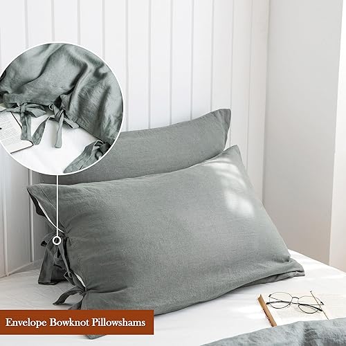 Miniatura 6 de Simple&Opulence - Juego de funda de edredón 100% lino, 3 piezas de lino belga transpirable de ropa de cama, tamaño king 104x92 pulgadas (1 funda de