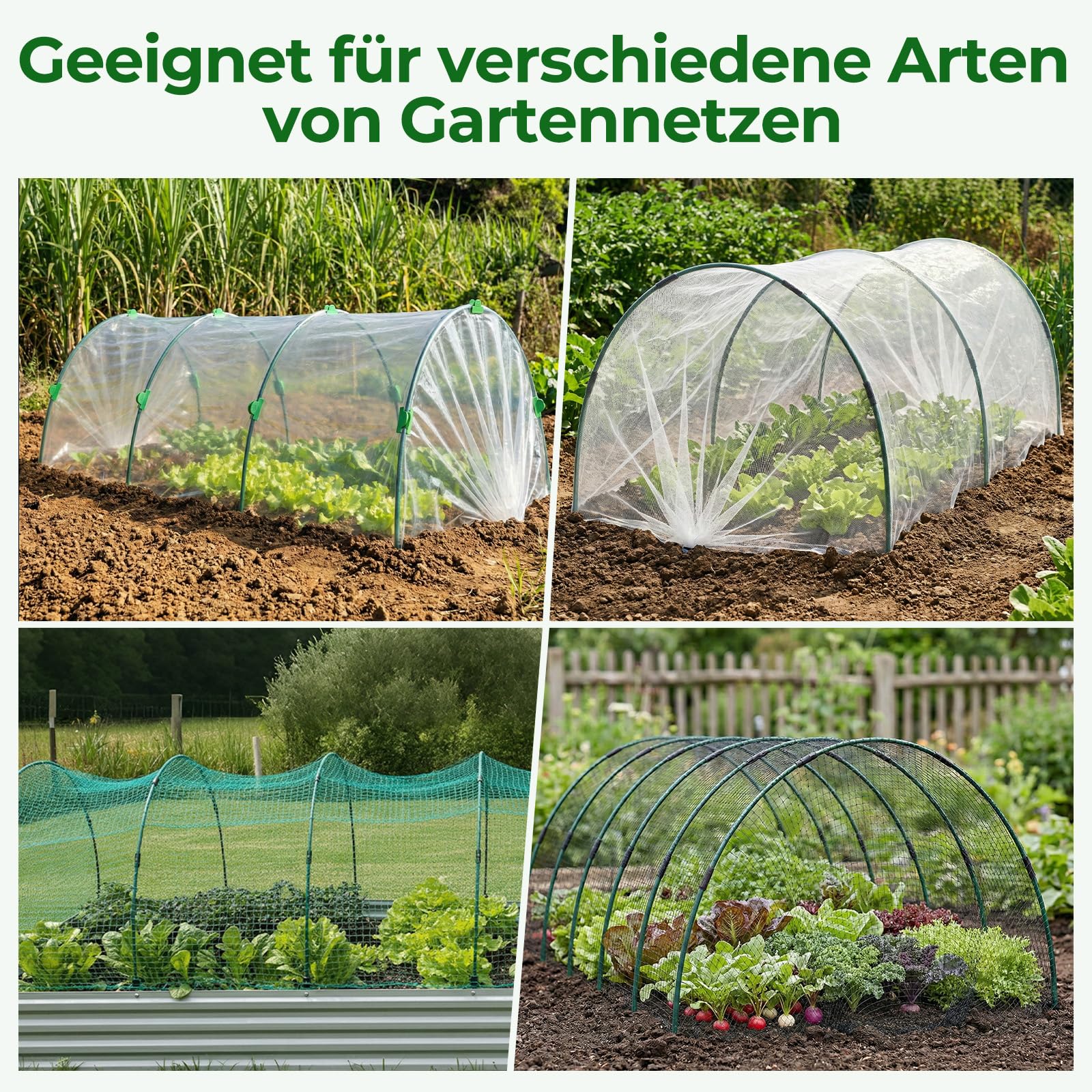 MYMULIKE 60 Stück Folientunnel für Hochbeet, 115 x 85cm Pflanztunnel Bögen, Set aus 12 Glasfaser-Gartenbögen, Gewächshaus Hoops für Gemüse, Blumen, Obst