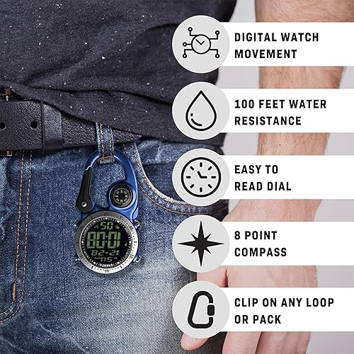 Miniatura 4 de Dakota Clip digital, reloj de clip, alarma, cronómetro, temporizador y reloj de doble hora, regalos al aire libre para hombres y mujeres, uso para