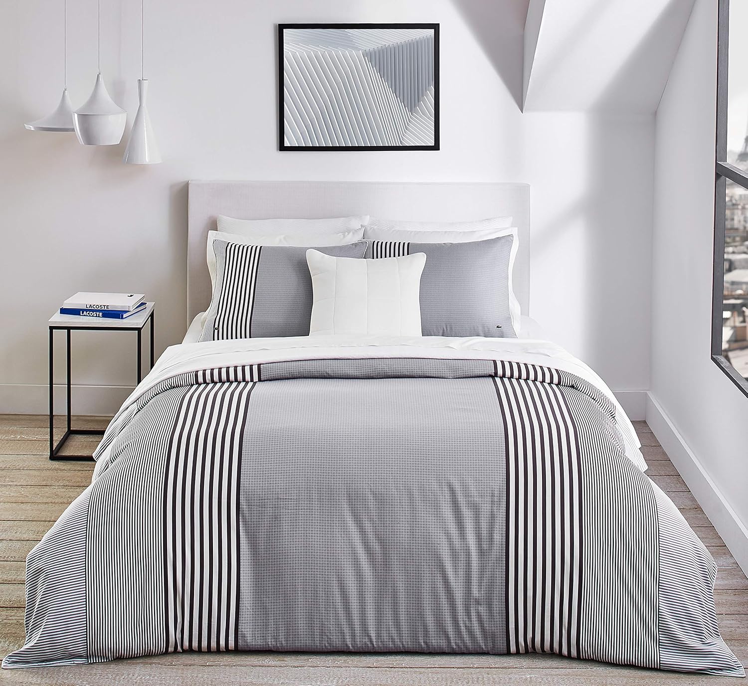 One-Day Sale: Up to 60% Off Lacoste Meribel Cotton Bedding Set, Full/Queen Duvet, Grey