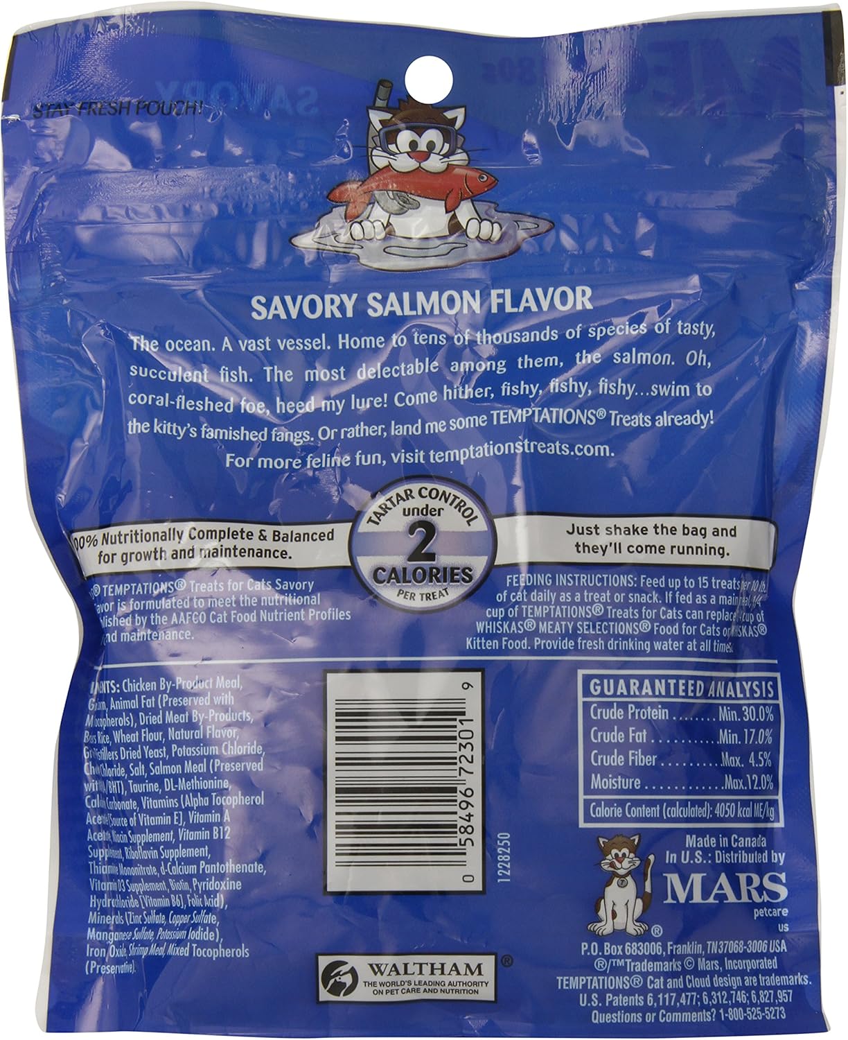 Whiskas Temptations Cat Treats-Savory Salmon Flavor(6.3 Oz) : Pet Snack Treats : Pet Supplies