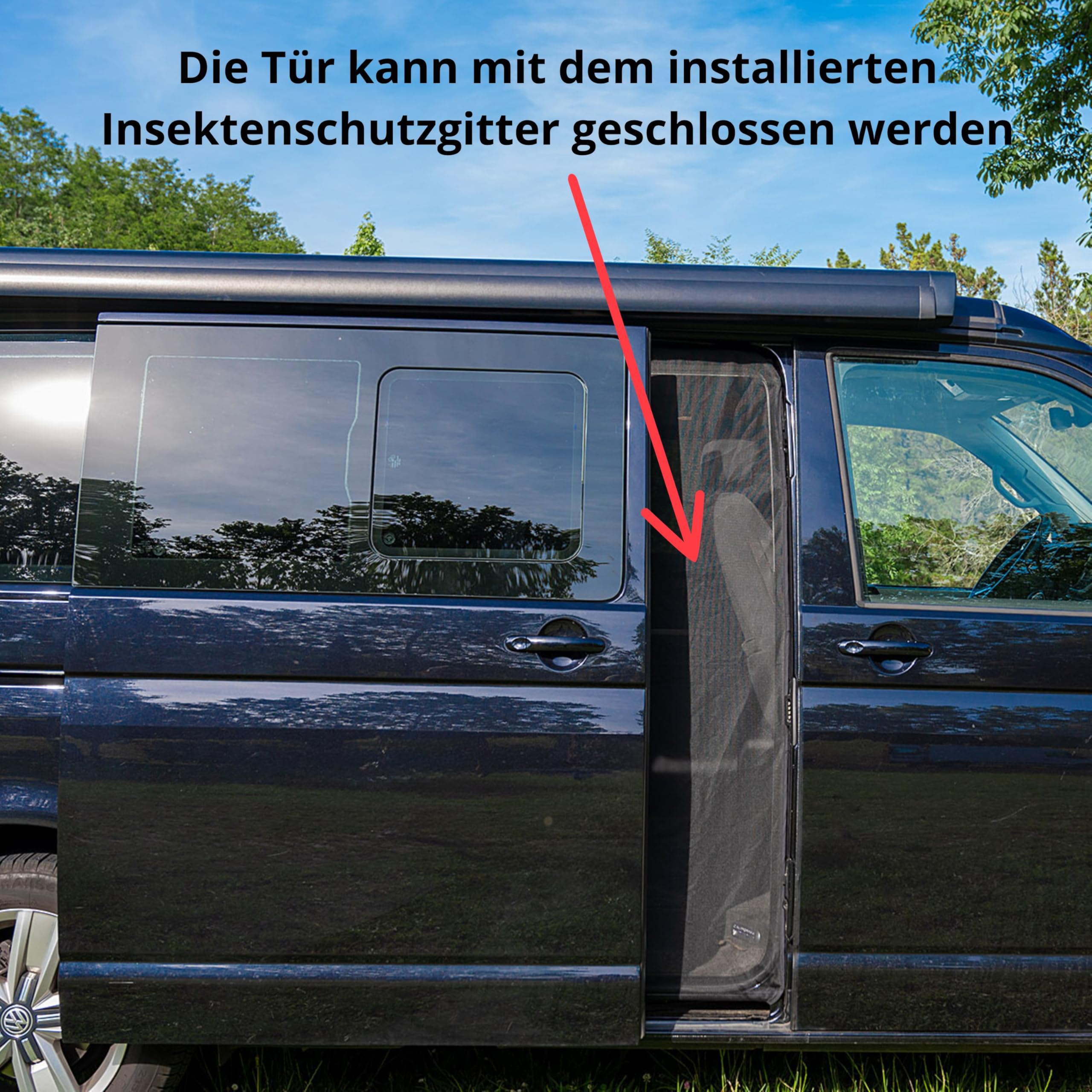 Moskitonetz magnetisch für Camper-Van VW T5 / T6, Tourneo, Duncan, Vito – leichtes Nylon-Gewebe, Insektenschutz, Gute Sicht & Belüftung, einfache Installation