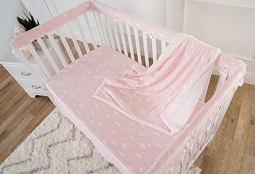 Miniatura 3 de TL Care Heavenly Soft - Sábana bajera ajustable de felpilla para cuna, de 28 x 52 pulgadas, cálida y acogedora, cálida y acogedora, nube 3D rosa,