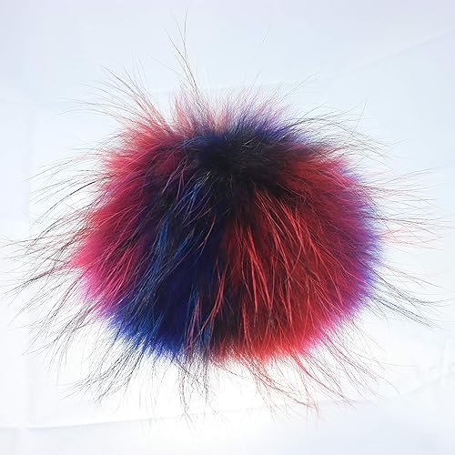 Miniatura 2 de Fosrion Bola de piel esponjosa grande del encanto del bolso del llavero del pompón de la piel auténtica del mapachede