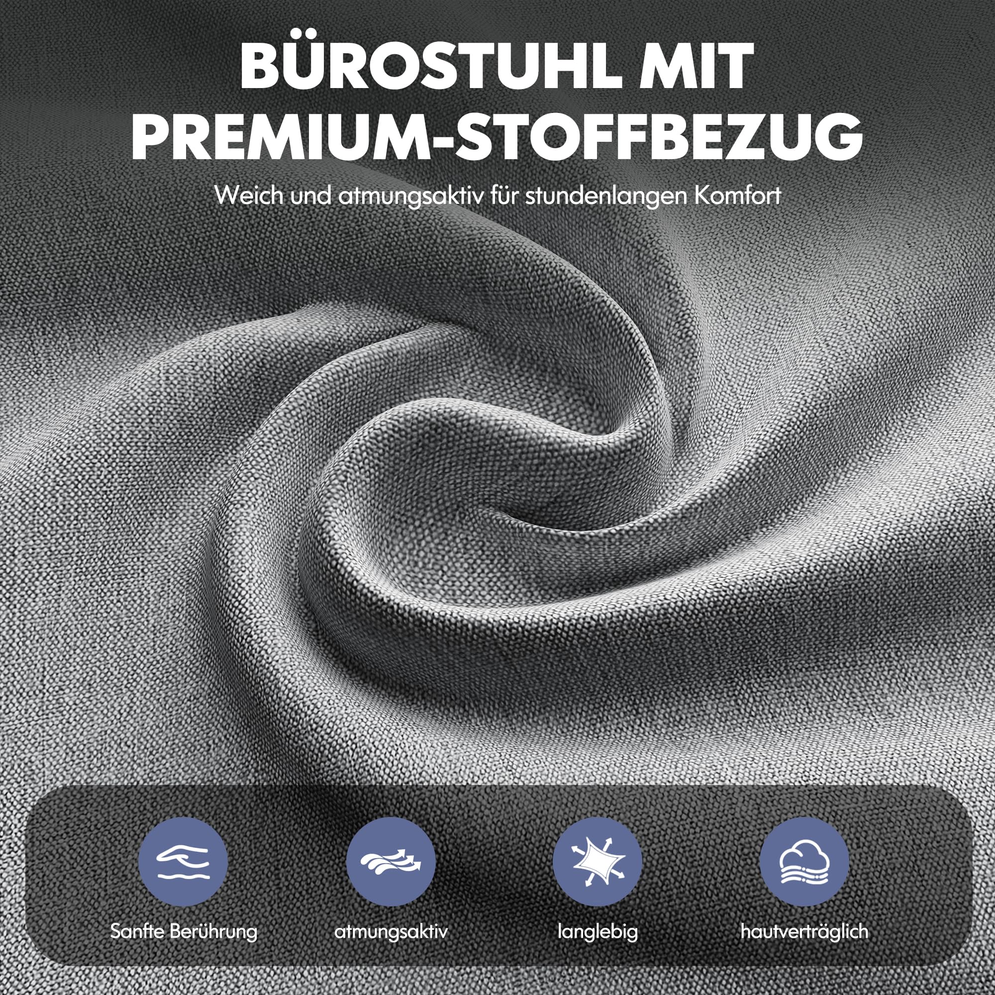 MALOL Bürostuhl Ergonomisch, Office Chair, Homeoffice Chefsessel Stuhl höhenverstellbar 105–125° Wippfunktion, Höhenverstellbarer Schreibtischstuhl mit Luft-Lendenstütze, bürostühle für Büro, Grau