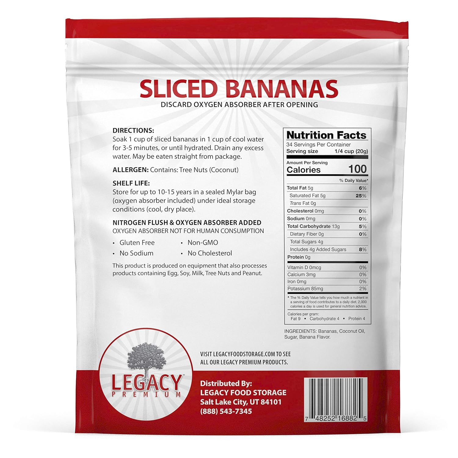 Legacy Essentials Freeze Dried Banana Chips - 15 Year Shelf Life for Emergency Survival Food Storage Supply (Quantity 1)