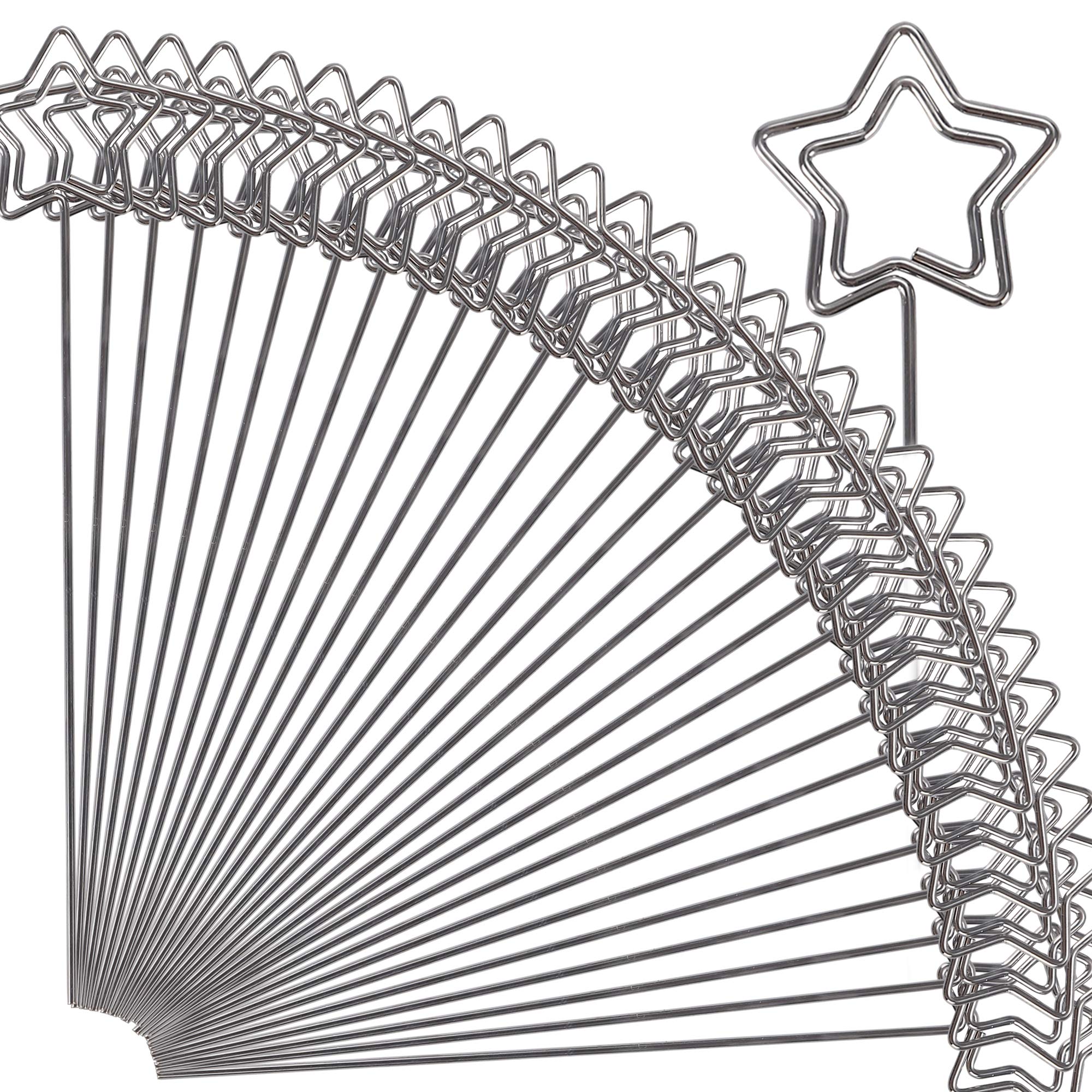 H&W 50pcs 4.7''L Star Ring Loop Round Shape DIY Craft Wire Clip Table Card Holders Note Photo Picture Memo Holder Metal Clamp for Party Birthday