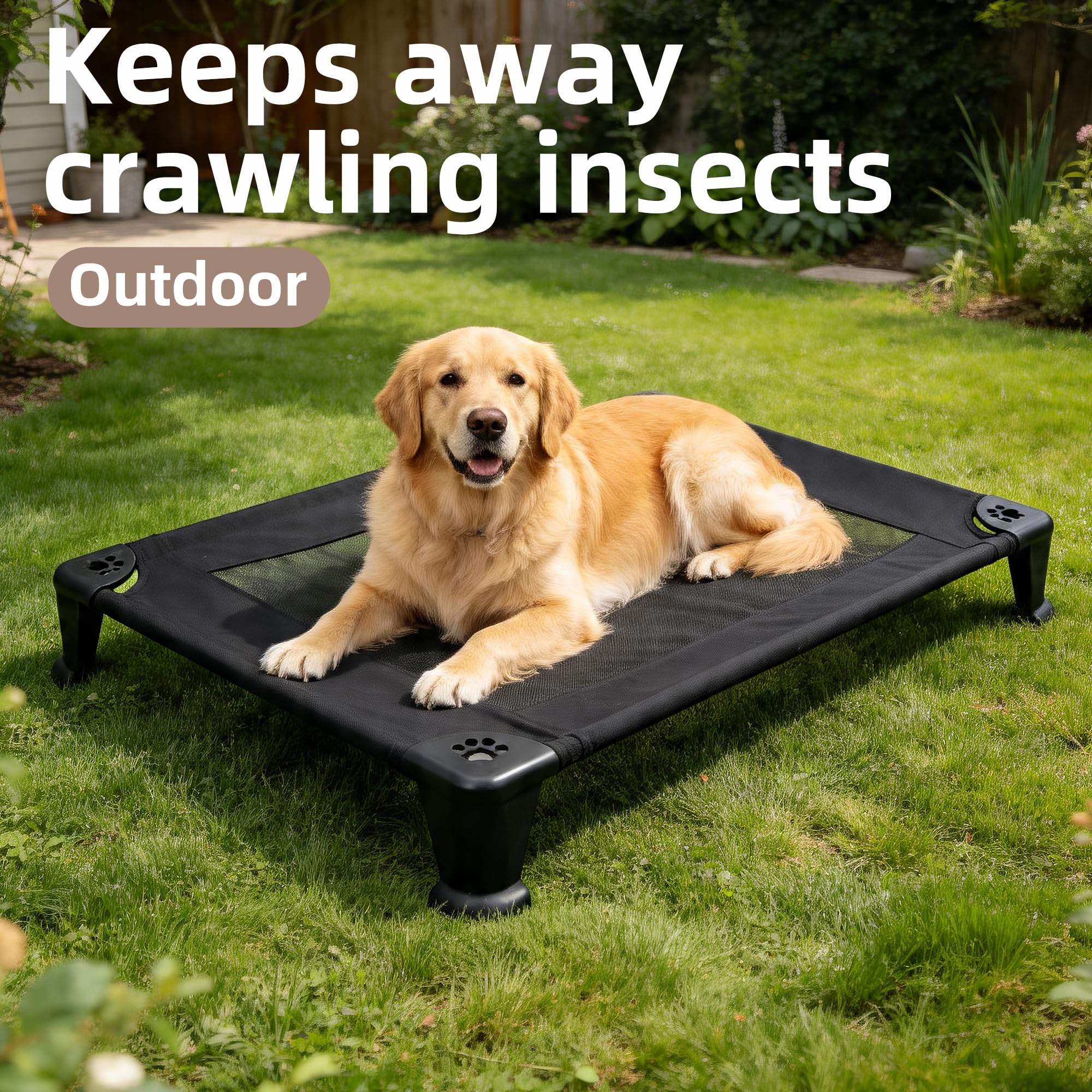 Cama elevada plegable para perros, cuna elevada para mascotas con malla transpirable, pies antideslizantes, resistente a la humedad, cama lavable para mascotas para perros medianos y grandes