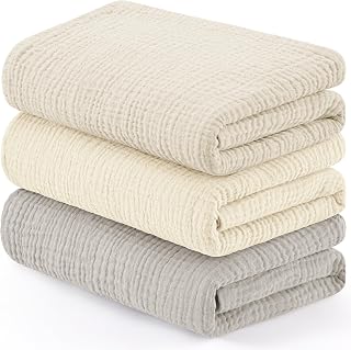 Susurration 100% Cotton Muslin Swaddle Blanket for Newborns - Soft Breathable 40x40 Inch Unisex Receiving Blanket (Apricot Gray)