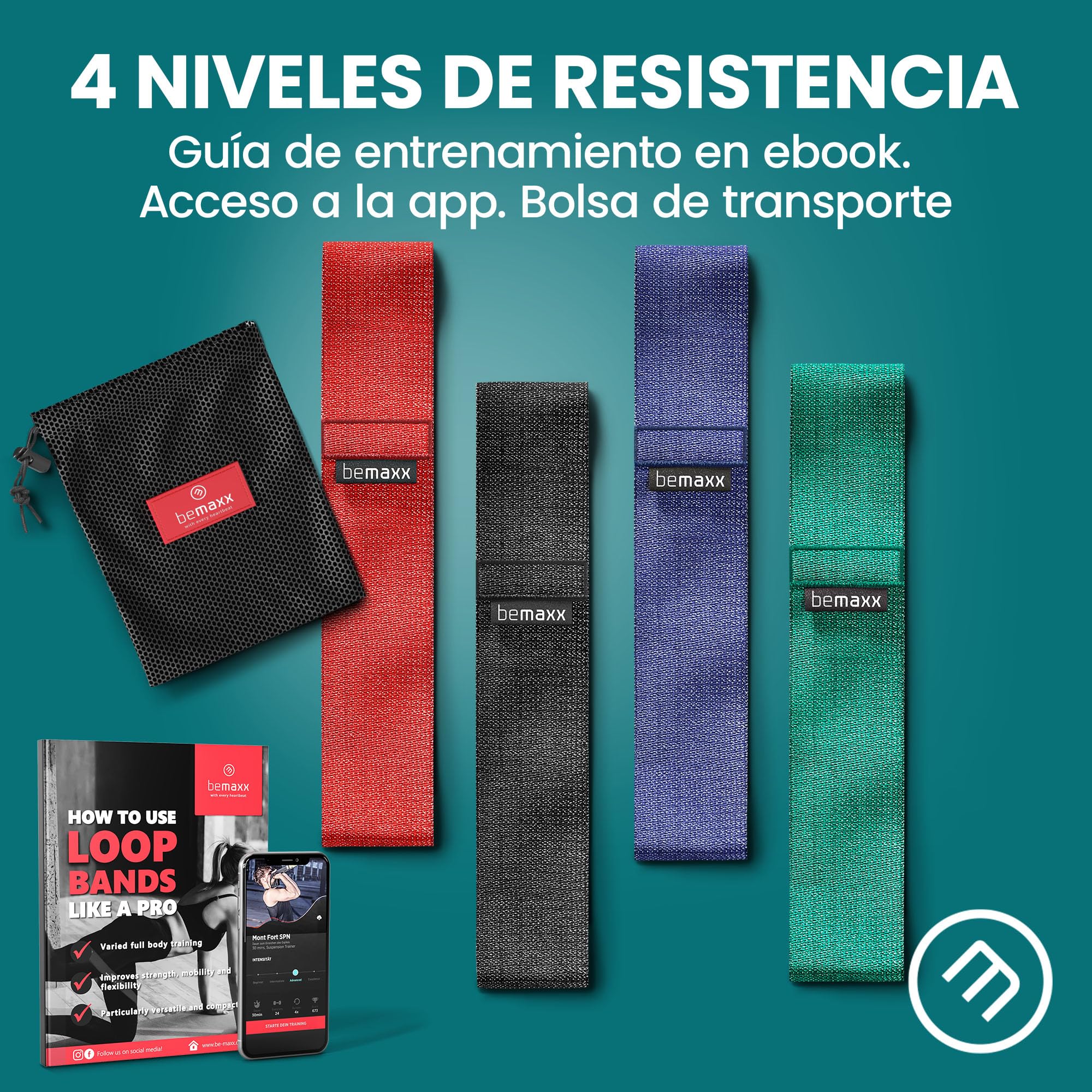 Bandas Elásticas Musculacion en Bucle Set/Cintas de Resistencia + eBook Guía de Ejercicios | Natural Loop Glúteos Bands, Fitness Gimnástica Gluteband Gomas Boxeo Pilates Yoga