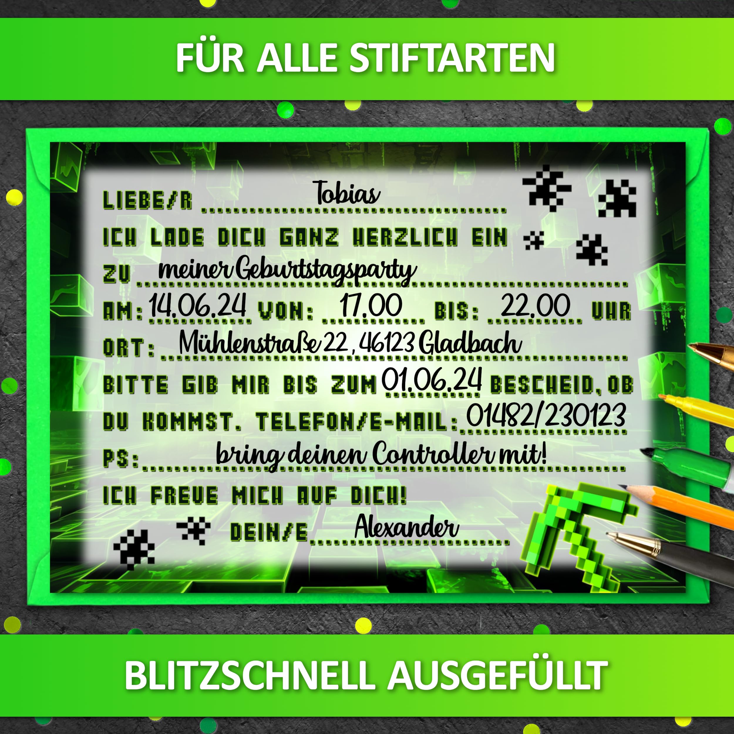 VULAVA 12 X Carte Di Invito Da Gioco, Per Il Compleanno Dei Bambini