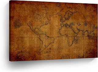 Smile Art Design Old World Map Vintage Testament Decorative Canvas Print Antique Picture Decorative Art Modern Wall Decor Artwork Living Room Office - Handmade in the USA - Ready to Hang 8x12