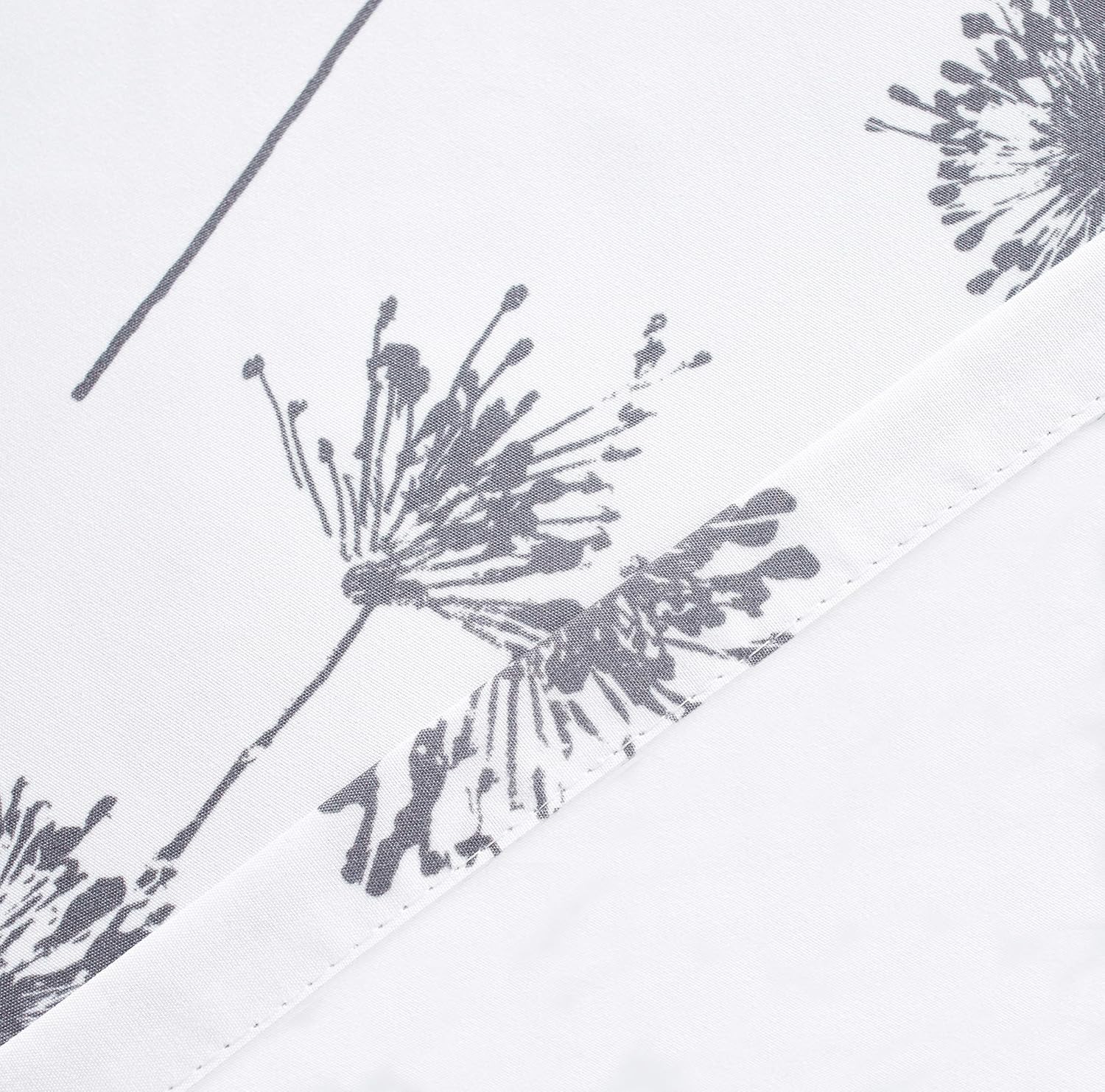 DriftAway Dandelion Floral Botanical Pattern Semi Sheer 3 Pieces Rod Pocket Kitchen Window Curtain Set with 2 Tiers 28 Inch by 24 Inch Each and 1 Valance 52 Inch by 14 Inch Gray