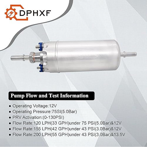Miniatura 3 de Bomba de combustible de alta presión en línea de gasolina de 12 V, 200 LPH de alto flujo 125 PSI, 16.4 pies de potencia de succión, reemplazo