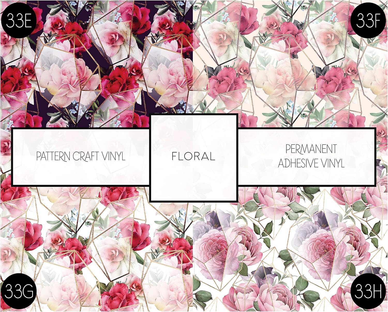 Floral Patterned Vinyl Permanent Vinyl Flower Patterns 651 Adhesive Vinyl 12 x 12 inch 3 Sheet Bundle : Arts, Crafts & Sewing