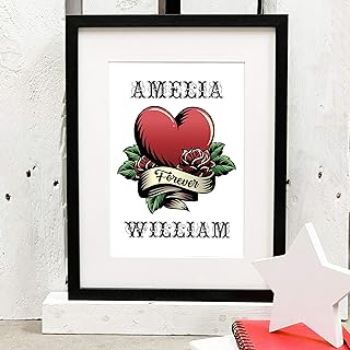 Tattoo Style Couples Print, Couples with Ink, Personalised Couples Print, Tattoo Style Print, Framed Print, Personalised Print,Couples Print