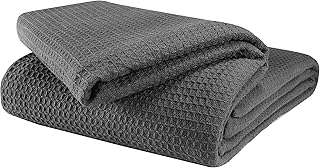 Glamburg 100% Cotton Thermal Blanket, Breathable Bed Blanket Twin Size, Soft Waffle Blanket, Twin Blanket, All Season Cott...