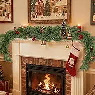 5.6FT Artificial Cedar Garland with Soft Thickness Pine for Christmas Decor, Faux Cedar Pine Garland for Fireplace,Table,Window,Stairs,Mante,Holiday Indoor Outdoor Christmas Decor(2 Pack)