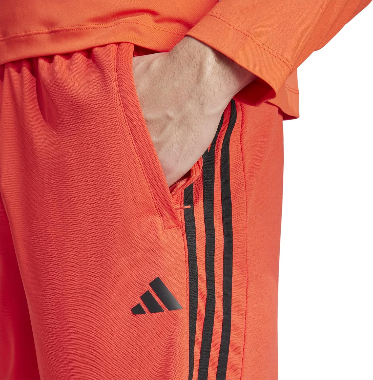 Adidas Men's Train Essentials Piqué 3-Stripes Training Shorts, Bright Red/Black, Small - Image 3