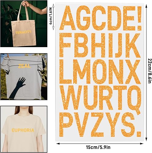 Miniatura 2 de 24 hojas de 624 letras termoadhesivas para planchar, transferencia de calor para ropa, camisetas y sus telas para imprimir manualidades, incluye