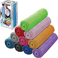 Ponpon 10-Pack Microfiber Cooling Towels for Neck & Face - Instant Ice Cool for Gym, Running, Yoga, Travel, Outdoor Sports (10 Colors)
