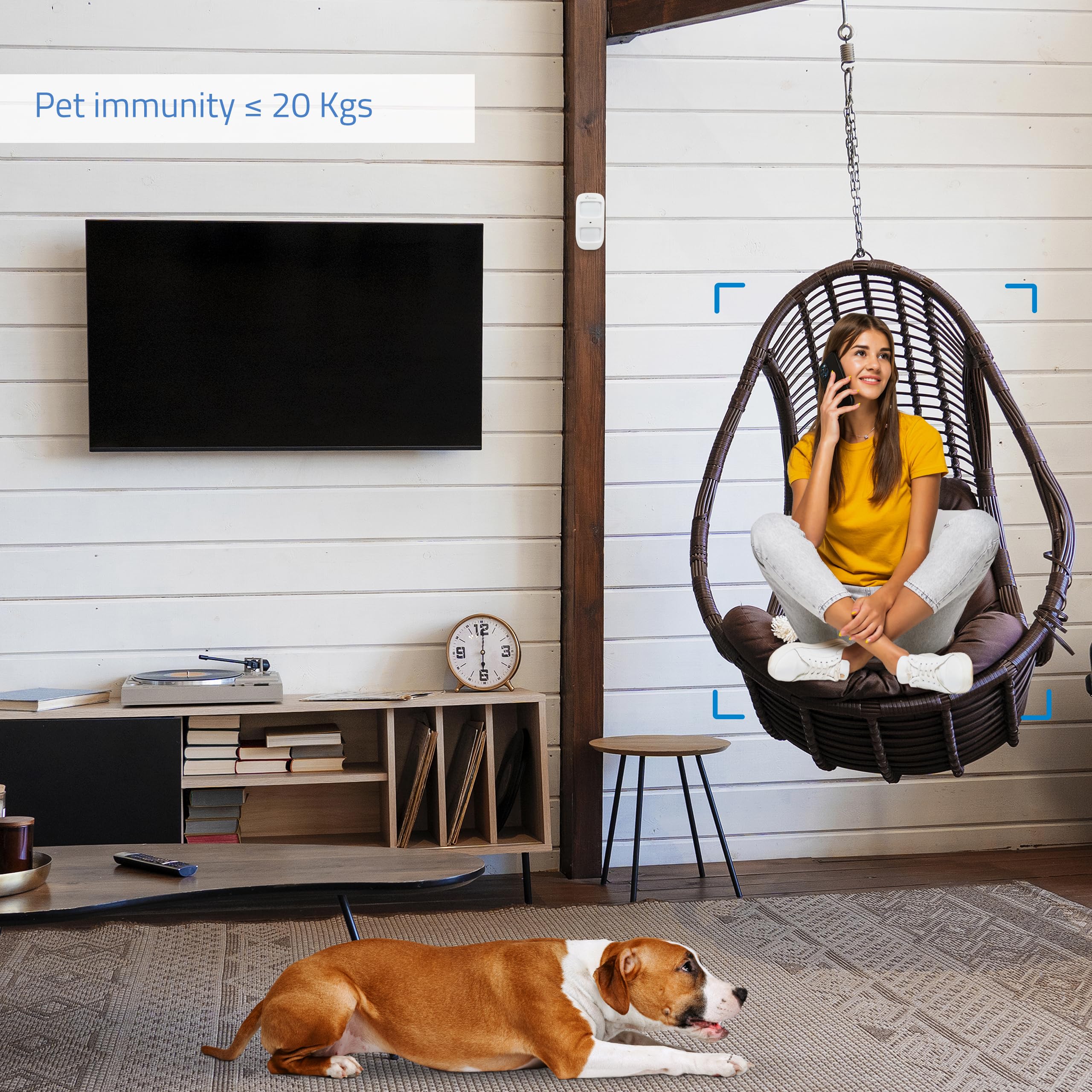 Nivian-Detector de Movimiento inalámbrico Compatible con Alarma Nivian-Apto para Interior–Inmune a Mascotas hasta 20Kg–Amplia Cobertura-Tamper Anti-sabotaje-Fácil instalación sin Necesidad de Cables