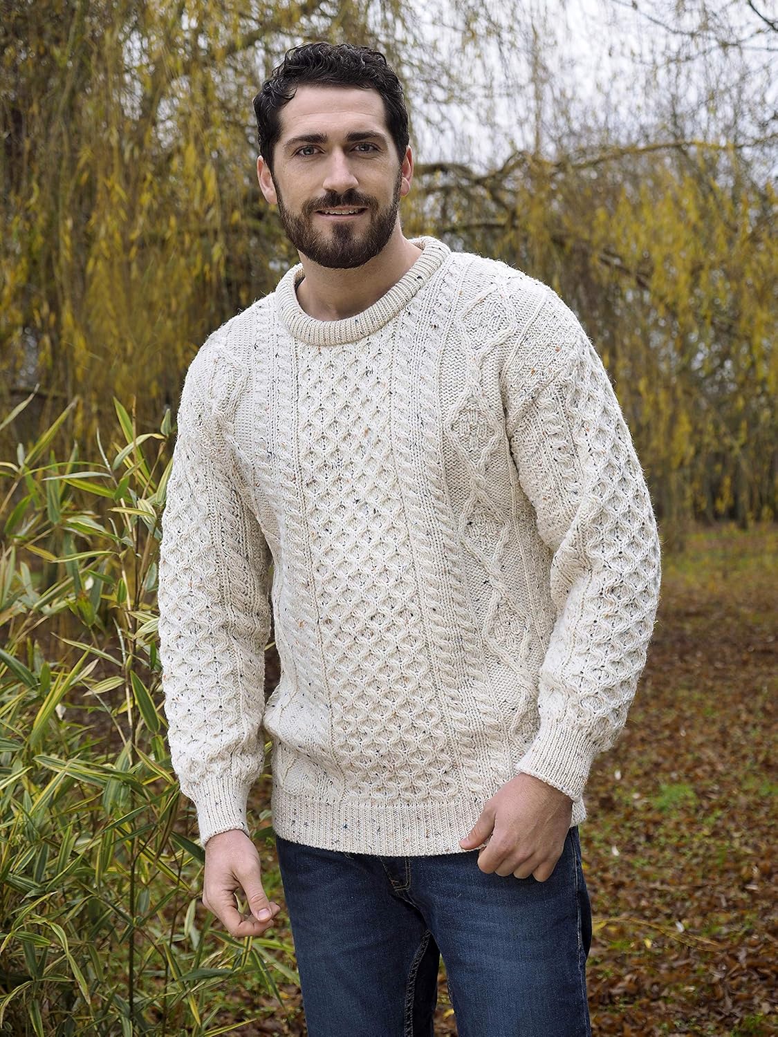 Aran Crafts Irish Soft Cable Knitted Crew Neck Unisex Sweater (100% Pure New Wool) - Image 2