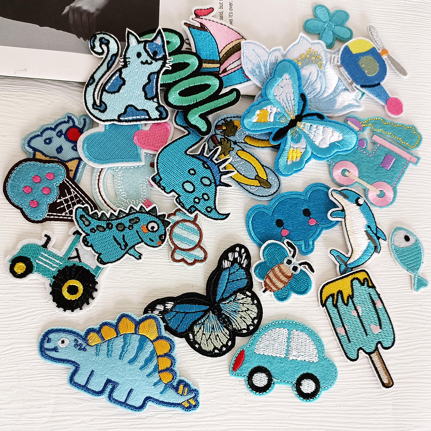 3 Pcs Baby Shark Iron On Patches - Blue Cartoon Embroidered Appliques For Clothes Repair