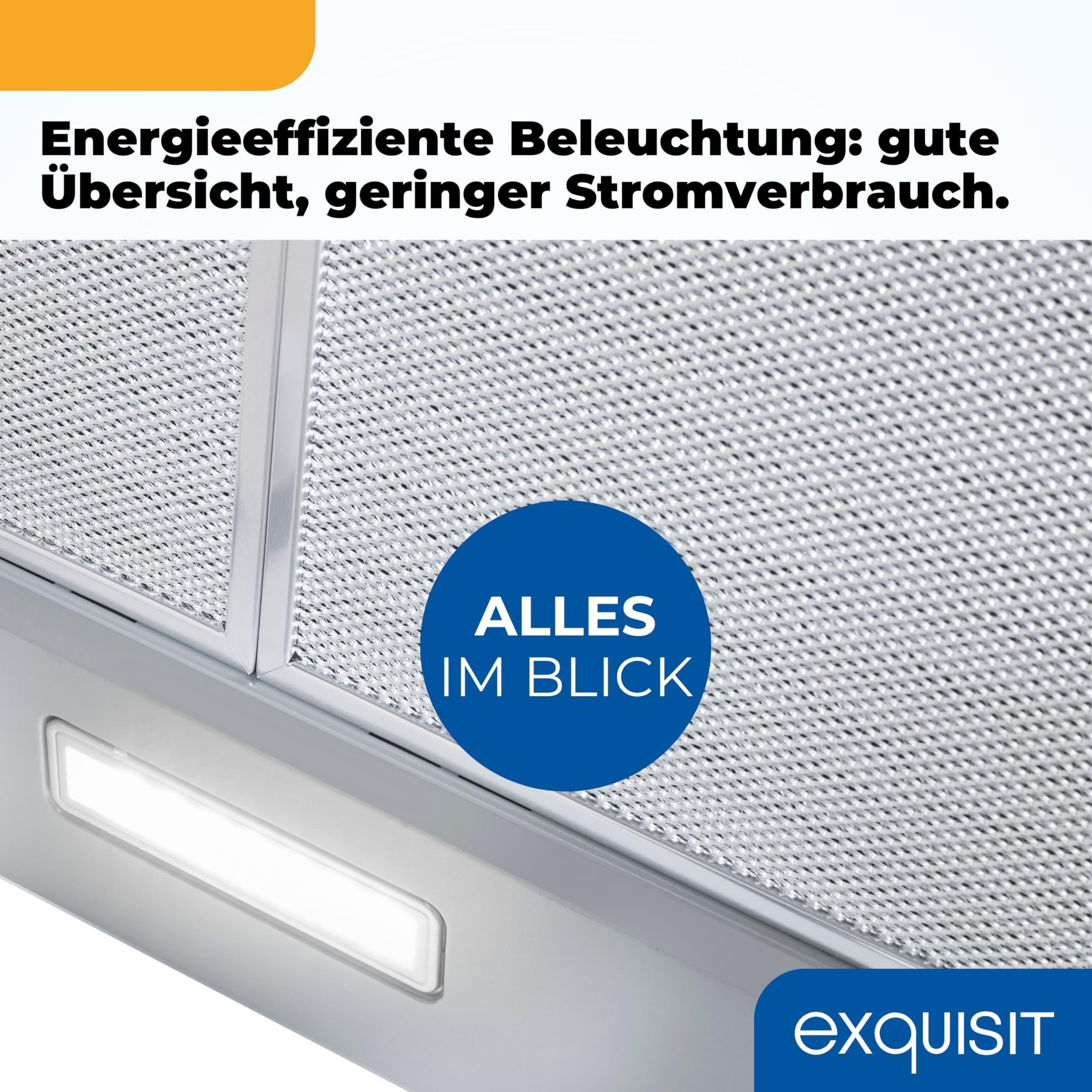 Exquisit Dunstabzugshaube 50cm Abluftbetrieb Unterbauhaube 3 Lüftungsstufen Metallfettfilter UBH50-020 inoxlook