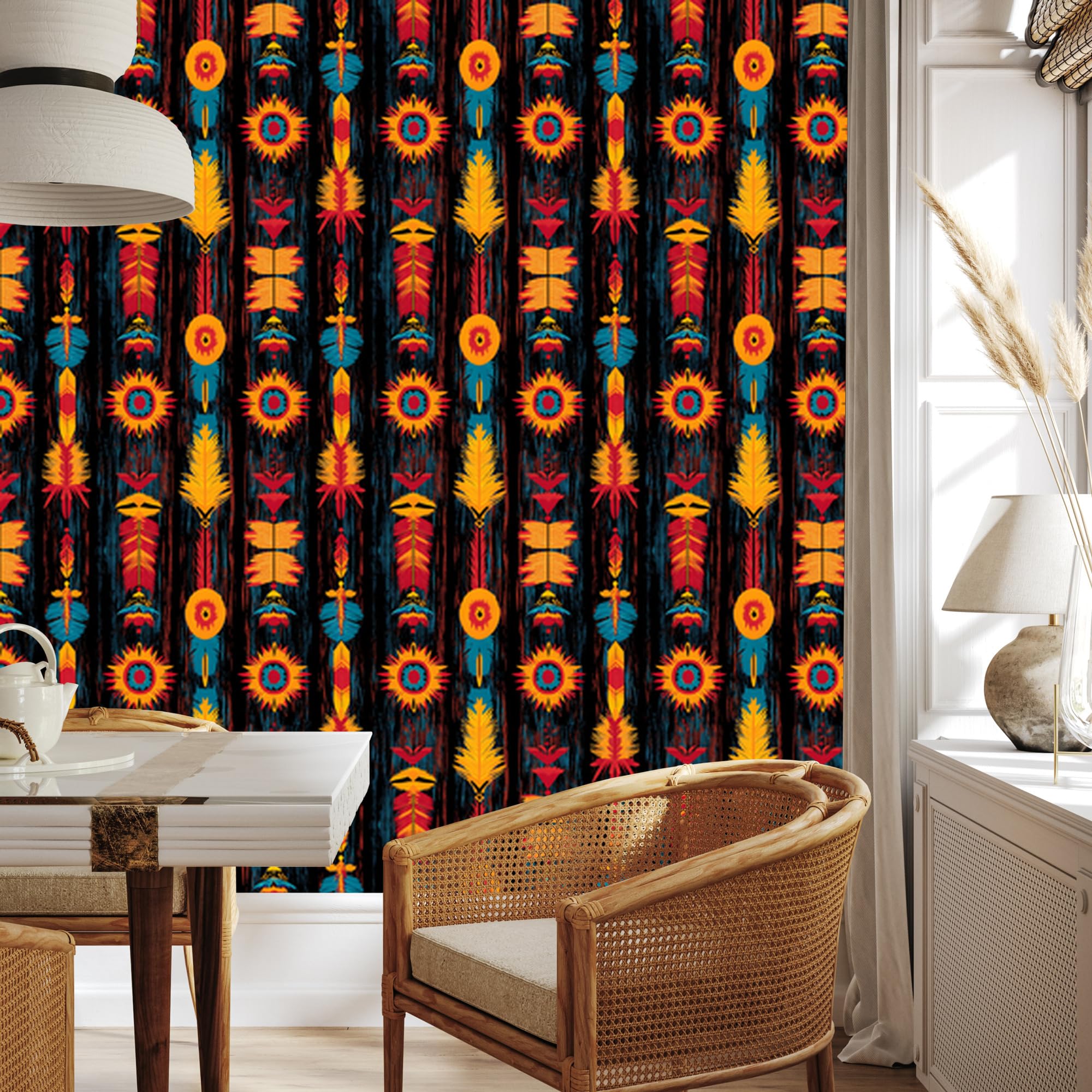 Vliestapete Boho – Schwarz und Bordeauxrot 50 x 1000 cm | Ausdrucksstarke Bildgestaltung; Charaktervoller Raumschmuck; Harmonische Akzentfläche; Kleister im Set