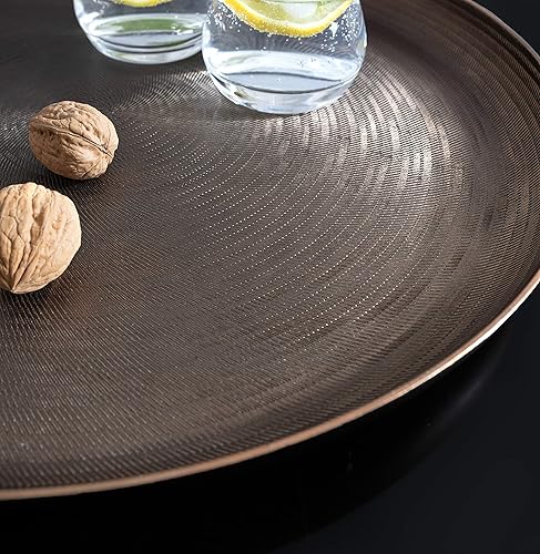 Miniatura 3 de Kate and Laurel Stovring - Bandeja redonda de metal de mediados de siglo, 16 pulgadas de diámetro, bronce, bandeja moderna para servir, almacenar y