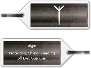 Algiz - Keyring Charm/Key Ring Keychain Charms - Good Luck Guardian Angel Rune