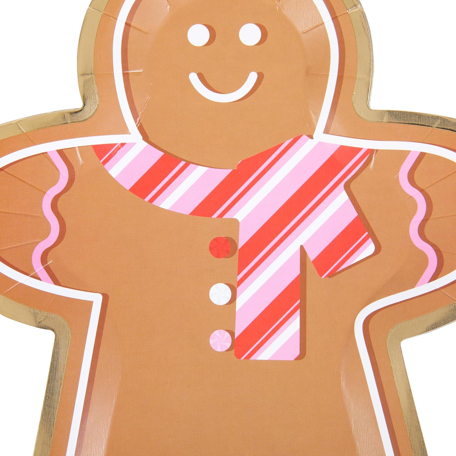 C.R. Gibson Holiday Gingerbread Man Shape Die Cut Paper Lunch Plates, 8-Count, 8" Diameter