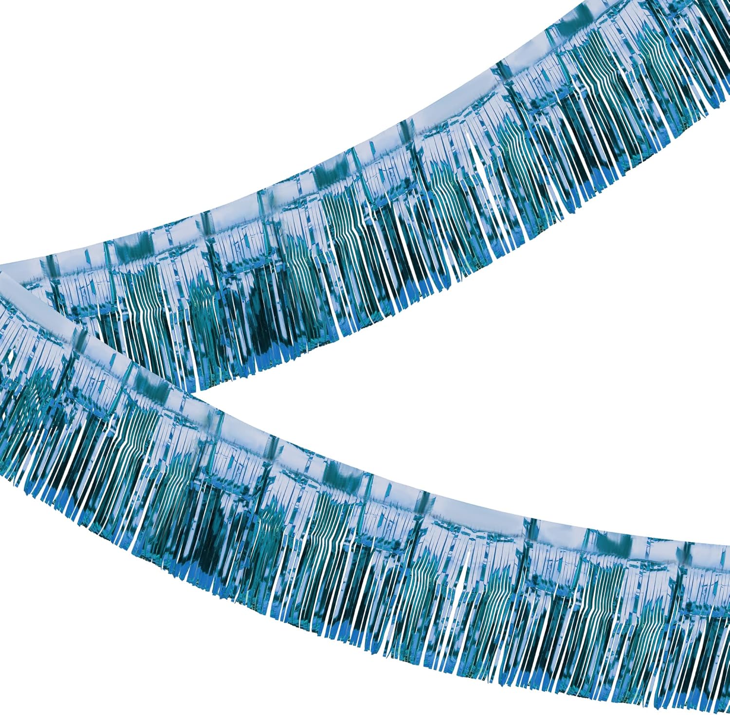 2 Pack Iridescent Fringe Float Curtain, Metallic Foil Fringe Garland Shiny Wall