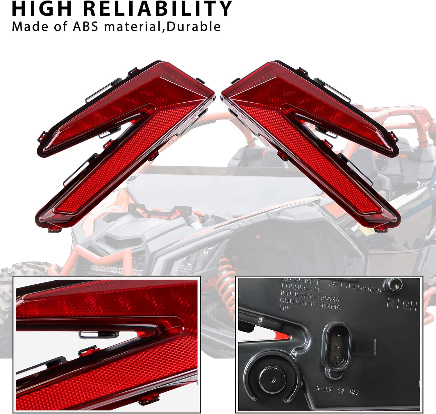SAUTVS LED Taillights for Can Am X3, Red Rear Brake Stop Lights Tail Lamps for Can-Am Maverick X3 XDS XRS Max Turbo R 2017-2026 Accessories (2PCS, #710004744)