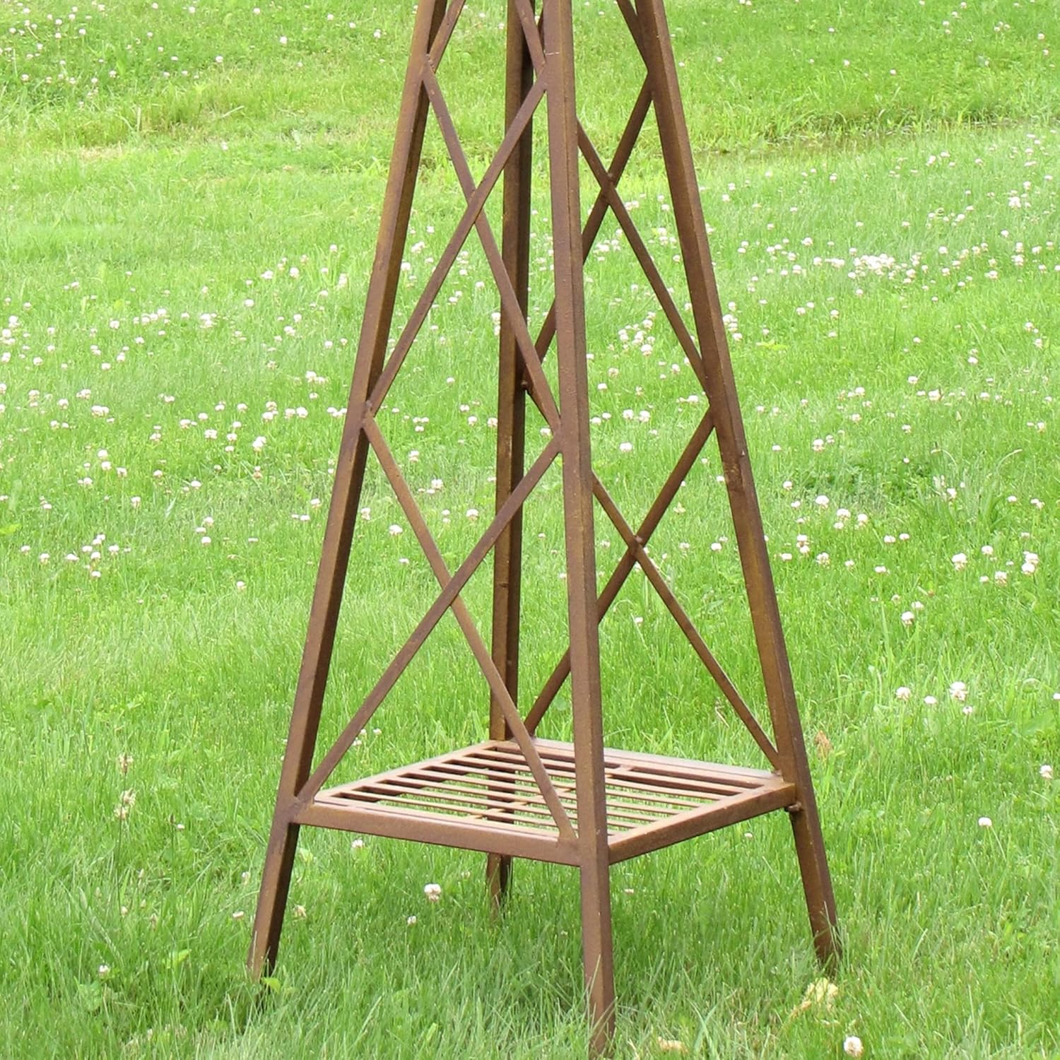 8ft. Tall Large Iron Windmill Stand with Rooster Oscar