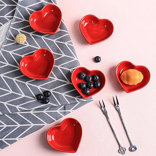 Miniatura 6 de Gaolinci Plato de cerámica multiusos en forma de corazón, platos para condimentos, cuenco de sushi, platos para aperitivos, platos para servir