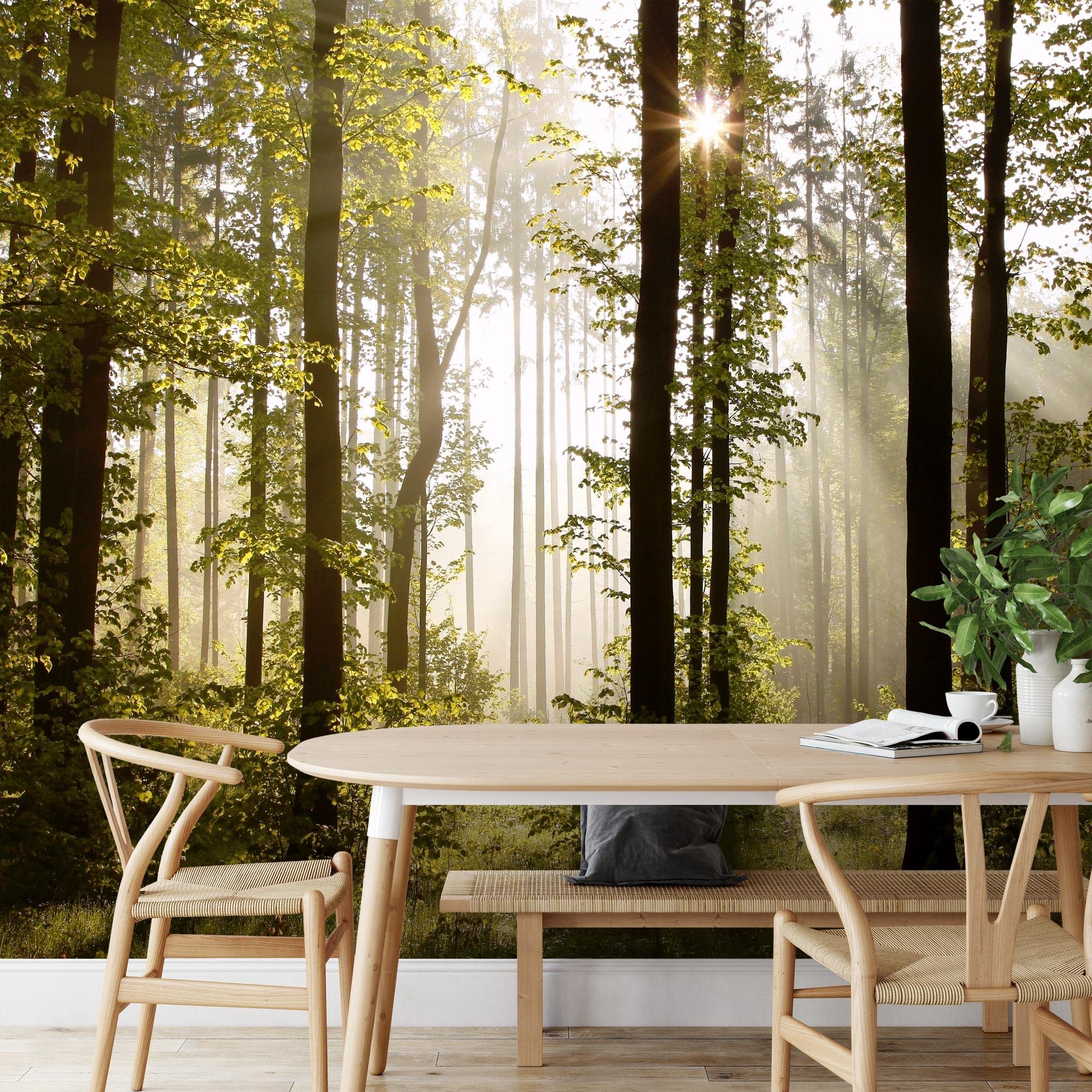 Forwall Fotobehang vlies wanddecoratie bos natuur - boom landschap moderne wanddecoratie 13461VEXXXXL 416cm x 290cm